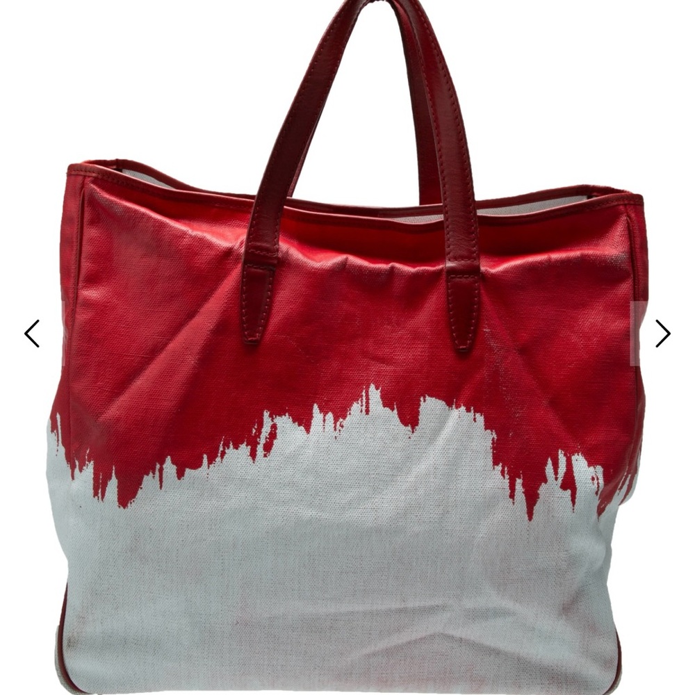 YSL Red Drip Rive Gauche Large Tote Bag - Picture 2 of 5